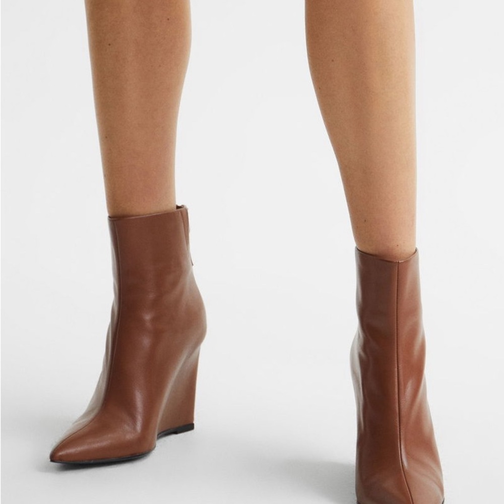 New Tan Brown Wedge Ankle Boots